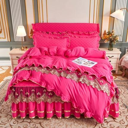 91家纺网 家纺一手货源 找家纺 （总）屹成 2024新款水洗棉蕾丝四季款床笠床裙单品套件-床裙四件套