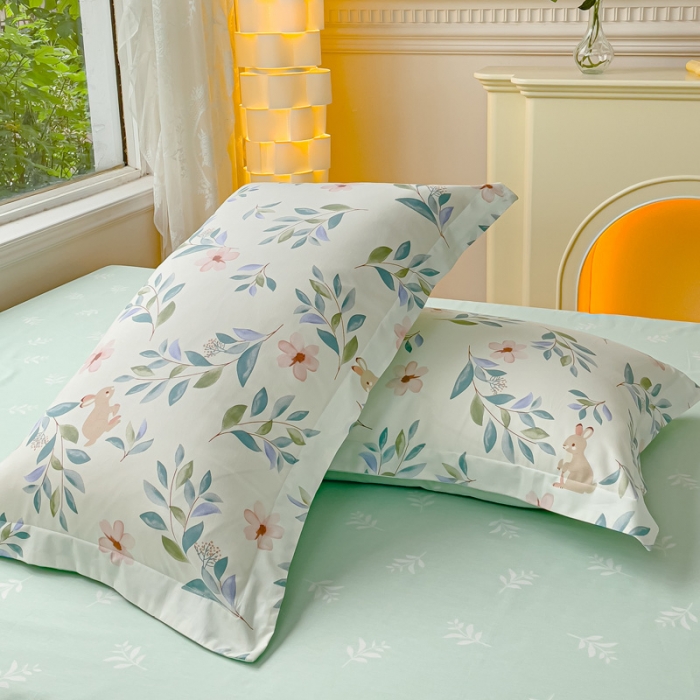 91家纺网 家纺一手货源 找家纺 金鑫汇 2023新款喷气全棉枕套一对莫妮卡