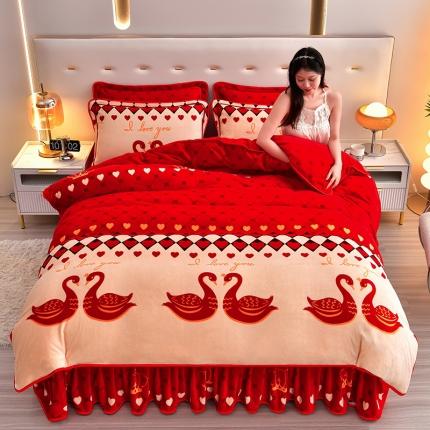 91家纺网 家纺一手货源 找家纺 绒耀 2025新款高克重牛奶绒四件套保暖四件套直播爆款电商爆款朝夕相伴