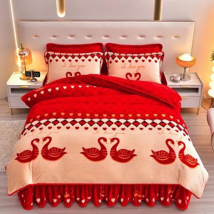 绒耀 2025新款高克重牛奶绒四件套保暖四件套直播爆款电商爆款朝夕相伴