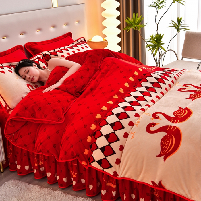 91家纺网 家纺一手货源 找家纺 绒耀 2025新款高克重牛奶绒四件套保暖四件套直播爆款电商爆款朝夕相伴