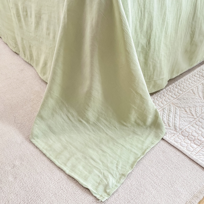 91家纺网 家纺一手货源 找家纺 红日子 2024新款水洗棉麻双层纱四件套 春色满园