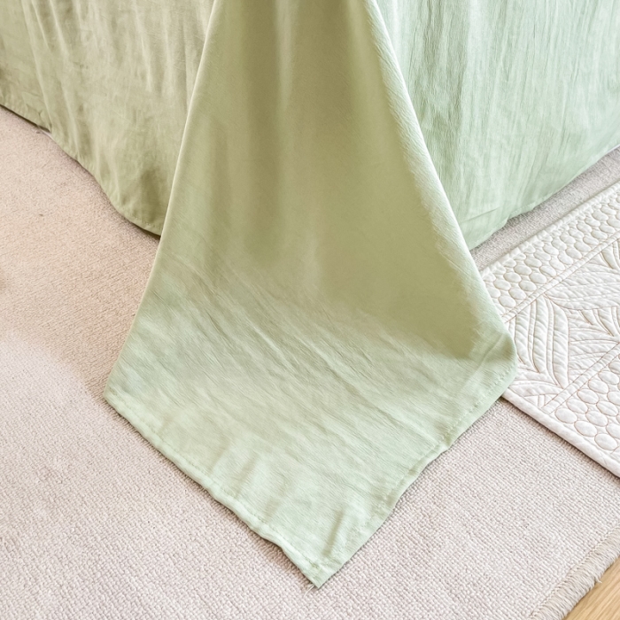 91家纺网 家纺一手货源 找家纺 红日子 2024新款水洗棉麻双层纱四件套 青青世界