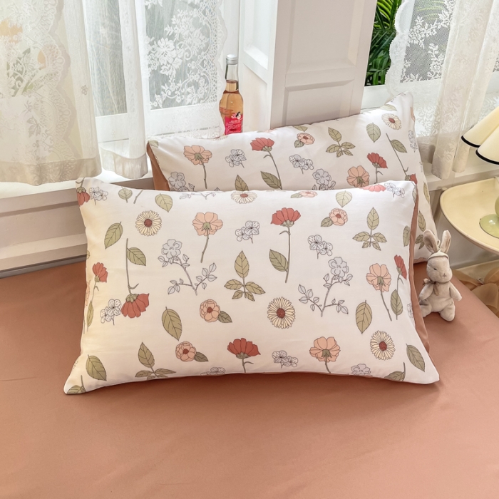 91家纺网 家纺一手货源 找家纺 红日子 2024新款水洗棉麻双层纱四件套 秋月春花