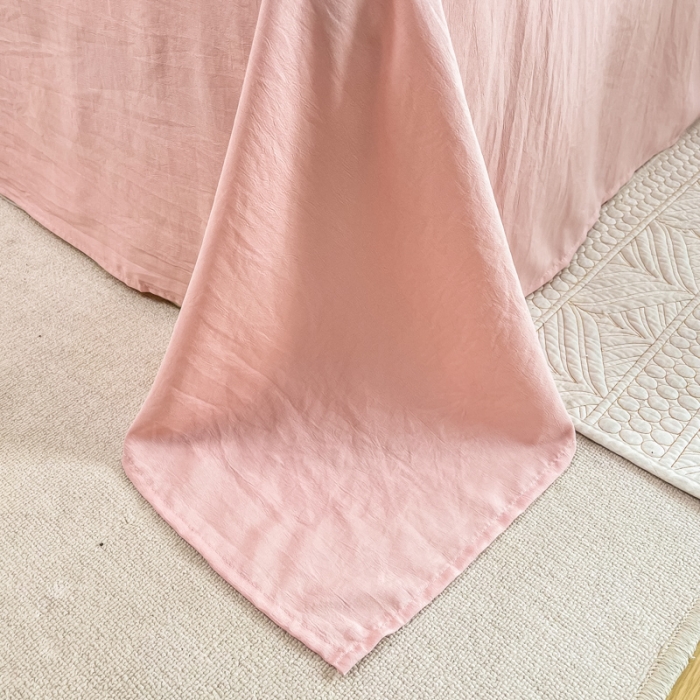 91家纺网 家纺一手货源 找家纺 红日子 2024新款水洗棉麻双层纱四件套 桃源花色