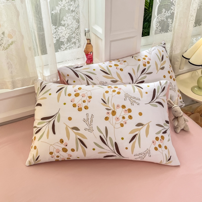 91家纺网 家纺一手货源 找家纺 红日子 2024新款水洗棉麻双层纱四件套 桃源花色