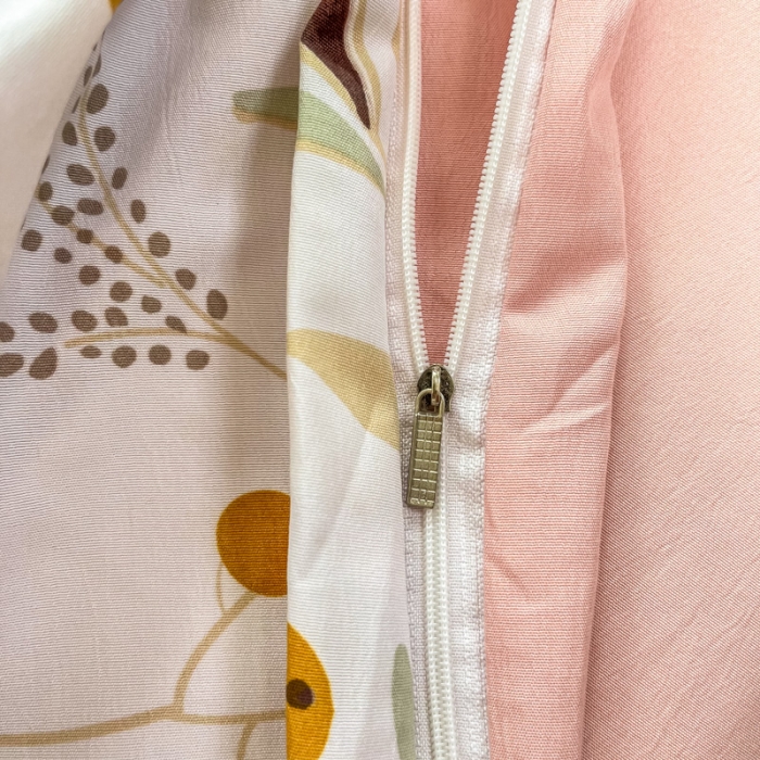 91家纺网 家纺一手货源 找家纺 红日子 2024新款水洗棉麻双层纱四件套 桃源花色