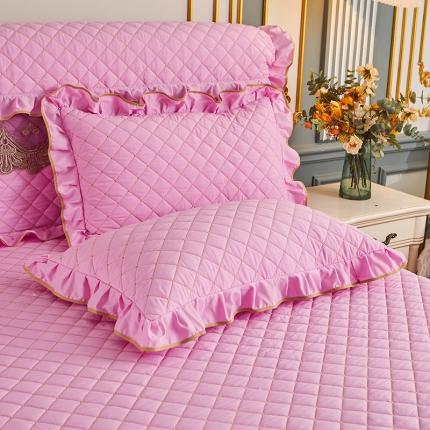 屹成 2024新款水洗棉蕾丝四季款床笠床裙单品套件-枕套 粉红
