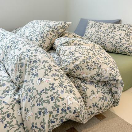 91家纺网 家纺一手货源 找家纺 捌月新款13372全棉田园风印花四件套小红书同款四件套直播新品 茶茶兔