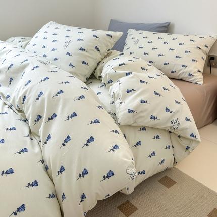 91家纺网 家纺一手货源 找家纺 捌月新款13372全棉田园风印花四件套小红书同款四件套直播新品 蓝之语