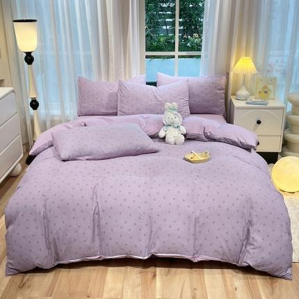 91家纺网 家纺一手货源 找家纺 妖妖家纺 2024新款超柔软糯水洗云朵棉印花四季款四件套小樱桃