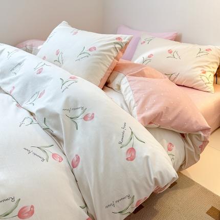 91家纺网 家纺一手货源 找家纺 捌月新款13372全棉田园风印花四件套小红书同款四件套直播新品 予你