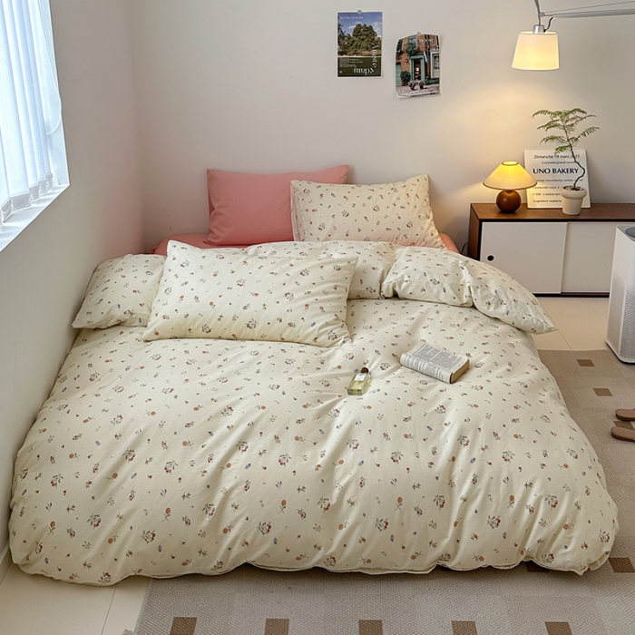 91家纺网 家纺一手货源 找家纺 捌月新款13372全棉田园风印花四件套小红书同款四件套直播新品 芬得拉