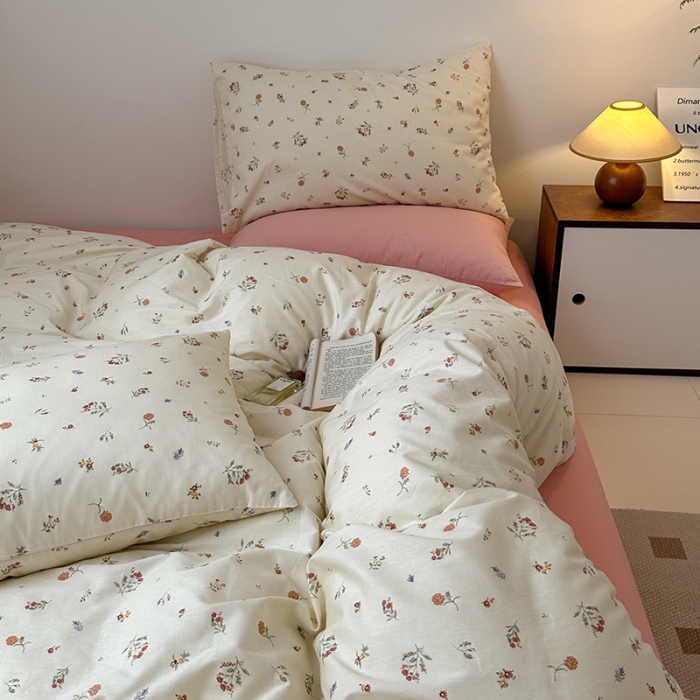 91家纺网 家纺一手货源 找家纺 捌月新款13372全棉田园风印花四件套小红书同款四件套直播新品 芬得拉