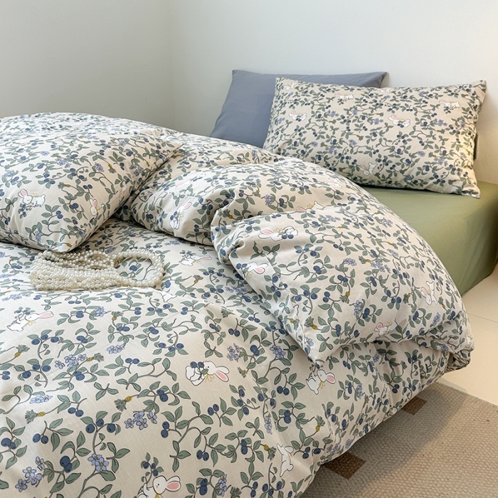 91家纺网 家纺一手货源 找家纺 捌月新款13372全棉田园风印花四件套小红书同款四件套直播新品 茶茶兔