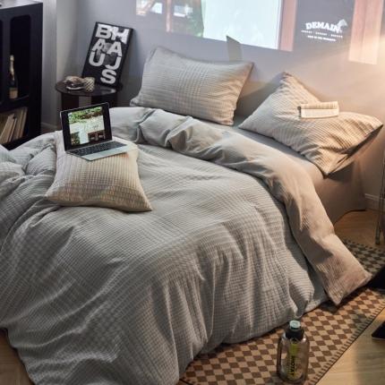 91家纺网 家纺一手货源 找家纺 简家居 2023新款色织提花四件套-莫妮卡 莫妮卡灰色