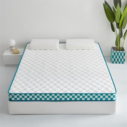 91家纺网 家纺一手货源 找家纺 寐眠 2023新款A类针织抗菌胶质床垫-成人款 棋盘格-墨绿