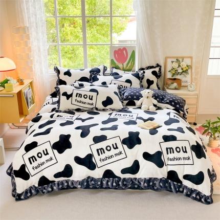 91家纺网 家纺一手货源 找家纺 总天之澜 2024新款韩版8斤直播高品类牛奶绒金貂法莱珊瑚印花四件套