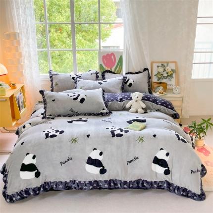 91家纺网 家纺一手货源 找家纺 总天之澜 2024新款韩版8斤直播高品类牛奶绒金貂法莱珊瑚印花四件套