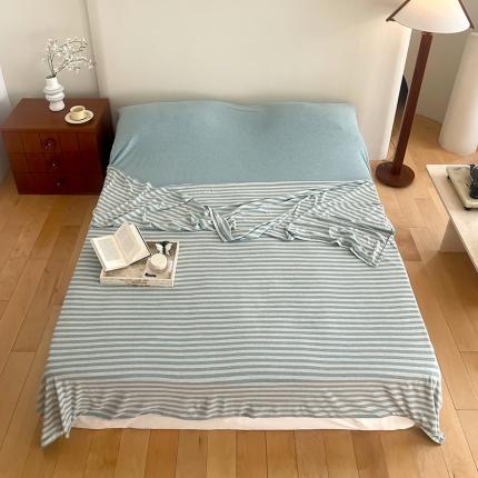 91家纺网 家纺一手货源 找家纺 华超针织 2023新款A类针织棉旅行睡袋 水蓝中条