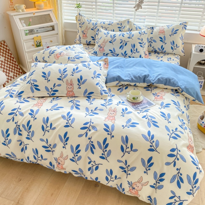 91家纺网 家纺一手货源 找家纺 宇淳国际 2023新款加厚植物羊绒四件套 小粉兔