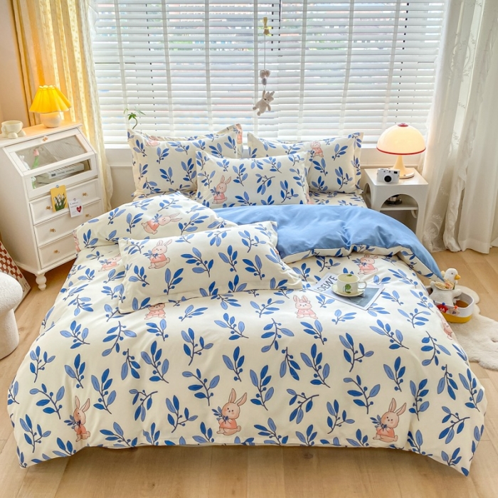 91家纺网 家纺一手货源 找家纺 宇淳国际 2023新款加厚植物羊绒四件套 小粉兔