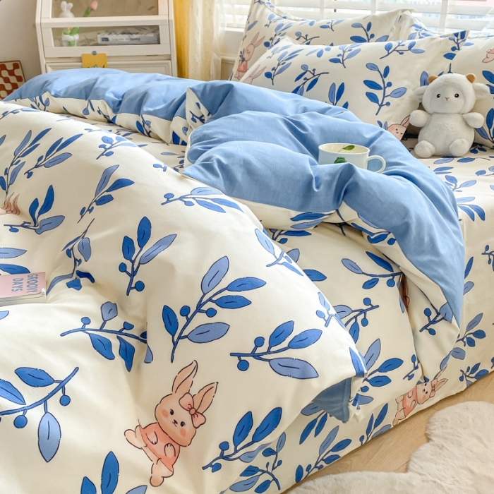 91家纺网 家纺一手货源 找家纺 宇淳国际 2023新款加厚植物羊绒四件套 小粉兔