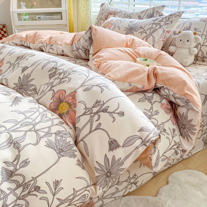 91家纺网 家纺一手货源 找家纺 宇淳国际 2023新款加厚植物羊绒四件套 粉玉奇缘