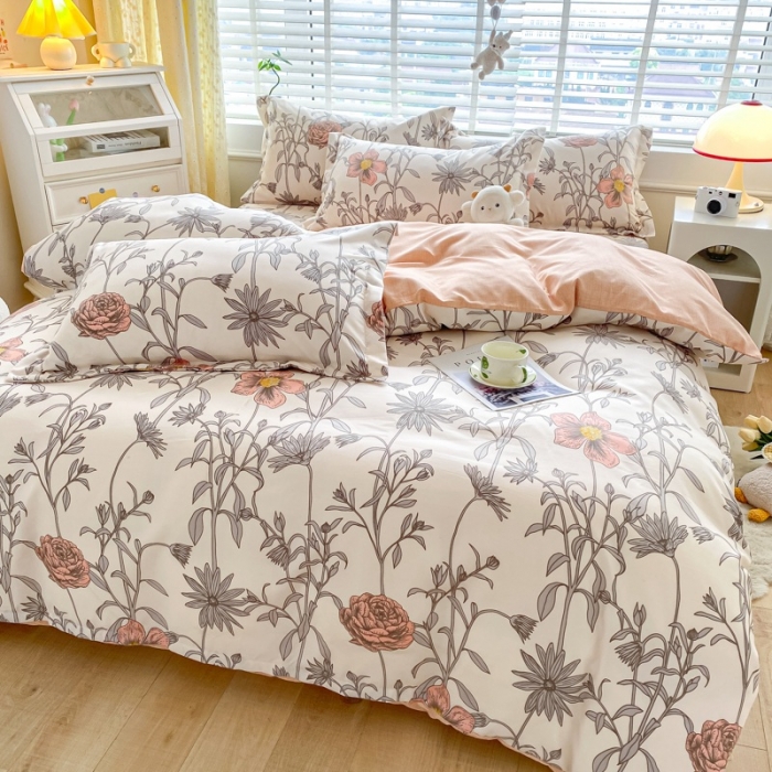 91家纺网 家纺一手货源 找家纺 宇淳国际 2023新款加厚植物羊绒四件套 粉玉奇缘