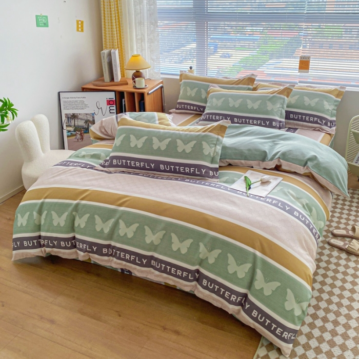 91家纺网 家纺一手货源 找家纺 宇淳国际 2023新款加厚植物羊绒四件套 蝶舞天涯