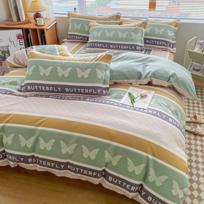 91家纺网 家纺一手货源 找家纺 宇淳国际 2023新款加厚植物羊绒四件套 蝶舞天涯