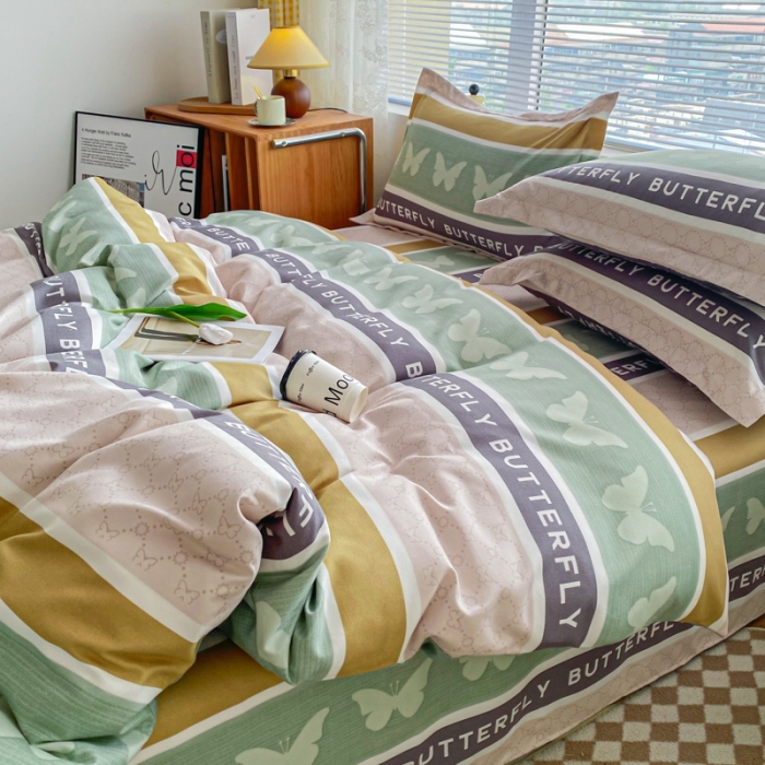 91家纺网 家纺一手货源 找家纺 宇淳国际 2023新款加厚植物羊绒四件套 蝶舞天涯