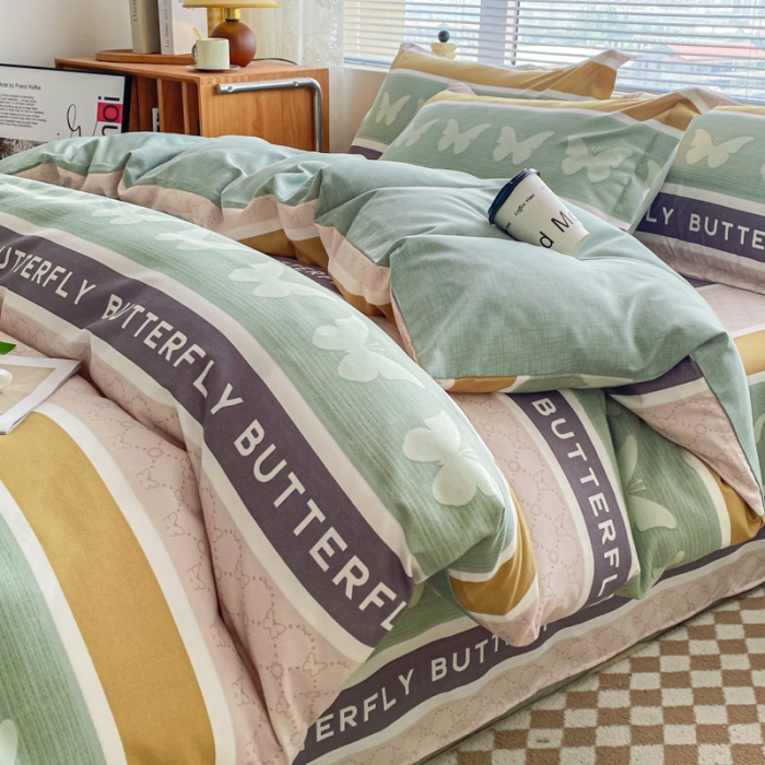 91家纺网 家纺一手货源 找家纺 宇淳国际 2023新款加厚植物羊绒四件套 蝶舞天涯