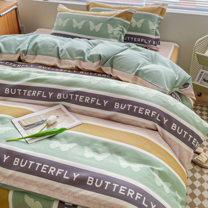 91家纺网 家纺一手货源 找家纺 宇淳国际 2023新款加厚植物羊绒四件套 蝶舞天涯