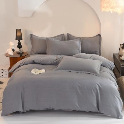 91家纺网 家纺一手货源 找家纺 巧玲珑2023新款高支高密A版生态四件套 简纯-灰