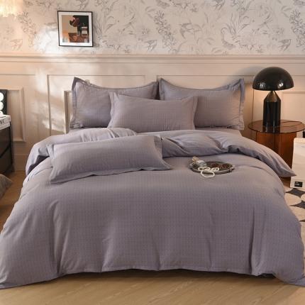 91家纺网 家纺一手货源 找家纺 巧玲珑2023新款高支高密A版生态四件套 简纯-浅灰