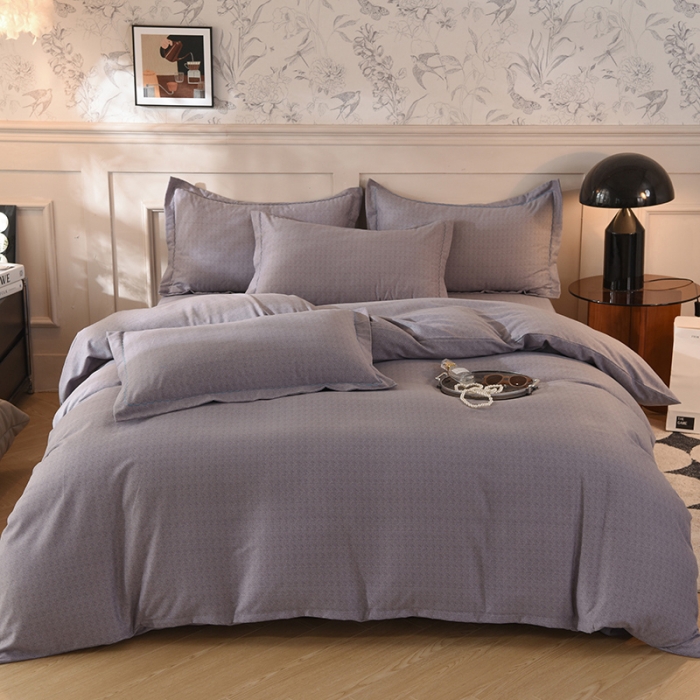 91家纺网 家纺一手货源 找家纺 巧玲珑2023新款高支高密A版生态四件套 简纯-浅灰