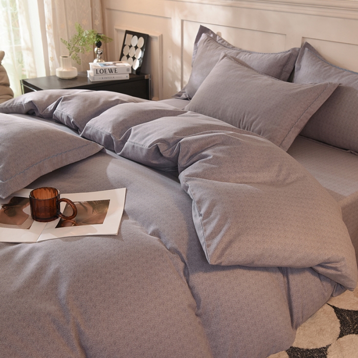 91家纺网 家纺一手货源 找家纺 巧玲珑2023新款高支高密A版生态四件套 简纯-浅灰