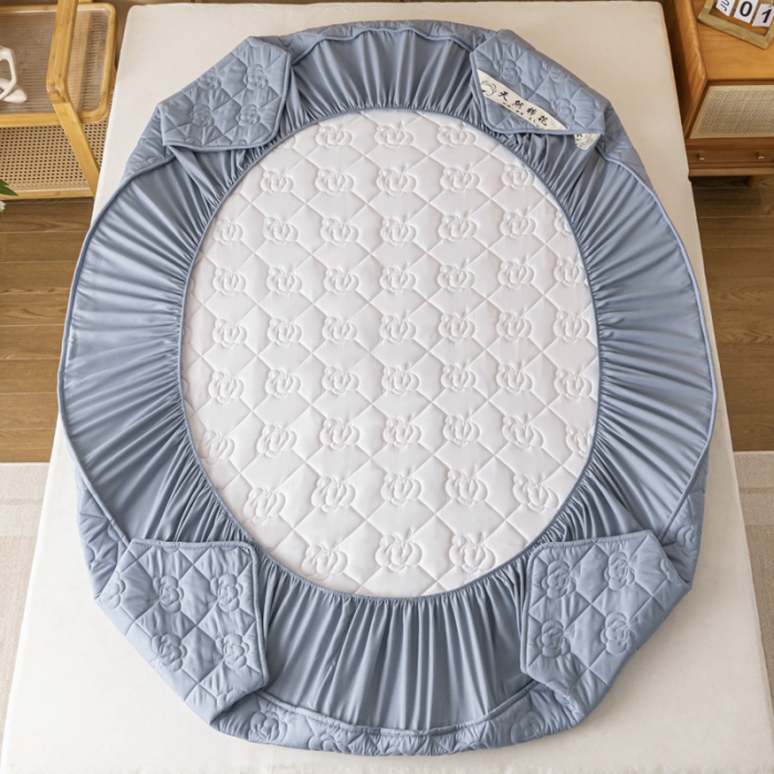 91家纺网 家纺一手货源 找家纺 鑫钰 2023新款亲肤棉夹棉新疆棉花床笠床罩床垫保护垫 棉朵-宝石蓝