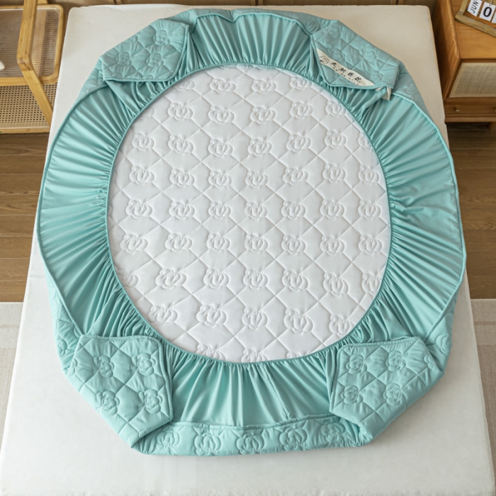 91家纺网 家纺一手货源 找家纺 鑫钰 2023新款亲肤棉夹棉新疆棉花床笠床罩床垫保护垫 棉朵-孔雀绿