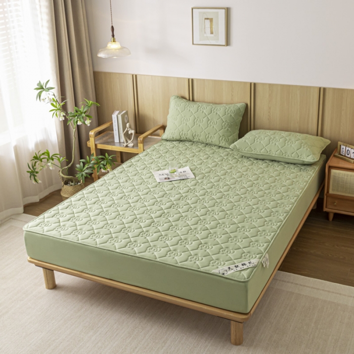 91家纺网 家纺一手货源 找家纺 鑫钰 2023新款亲肤棉夹棉新疆棉花床笠床罩床垫保护垫 棉朵-抹茶绿