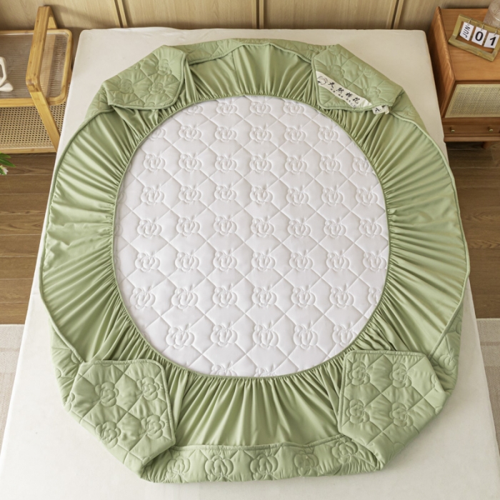 91家纺网 家纺一手货源 找家纺 鑫钰 2023新款亲肤棉夹棉新疆棉花床笠床罩床垫保护垫 棉朵-抹茶绿