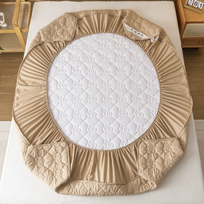 91家纺网 家纺一手货源 找家纺 鑫钰 2023新款亲肤棉夹棉新疆棉花床笠床罩床垫保护垫 棉朵-奶咖