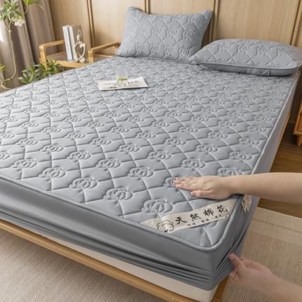 鑫钰 2023新款亲肤棉夹棉新疆棉花床笠床罩床垫保护垫 棉朵-雅致灰