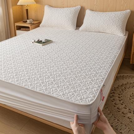 鑫钰 2023新款防水隔尿水洗全棉夹棉棉花床笠床垫保护套床套罩 大风车-白色