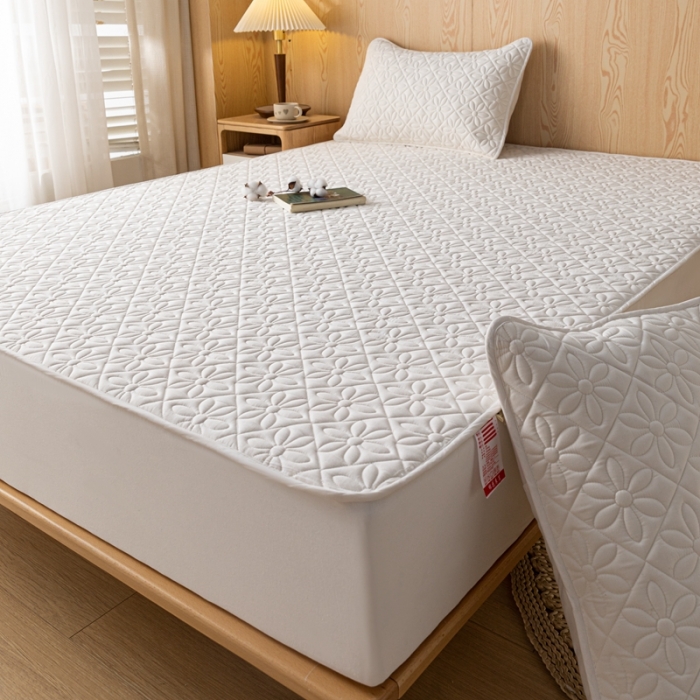 91家纺网 家纺一手货源 找家纺 鑫钰 2023新款防水隔尿水洗全棉夹棉棉花床笠床垫保护套床套罩 大风车-白色