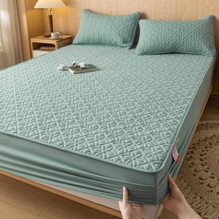 鑫钰 2023新款防水隔尿水洗全棉夹棉棉花床笠床垫保护套床套罩 大风车-豆绿