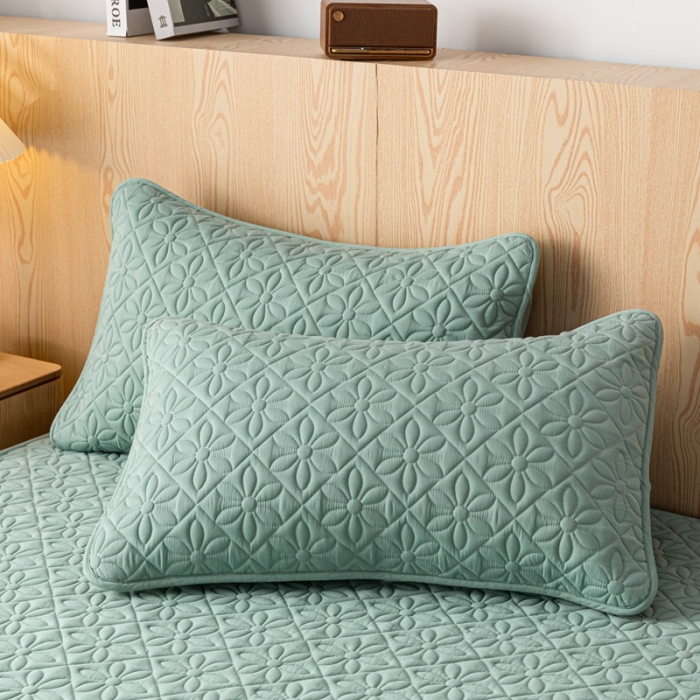 91家纺网 家纺一手货源 找家纺 鑫钰 2023新款防水隔尿水洗全棉夹棉棉花床笠床垫保护套床套罩 大风车-豆绿