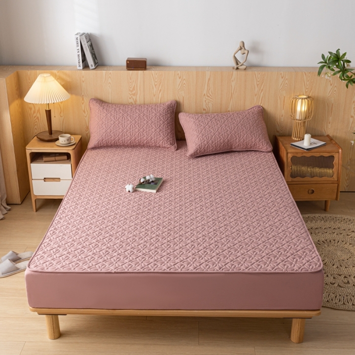 91家纺网 家纺一手货源 找家纺 鑫钰 2023新款防水隔尿水洗全棉夹棉棉花床笠床垫保护套床套罩 大风车-豆沙