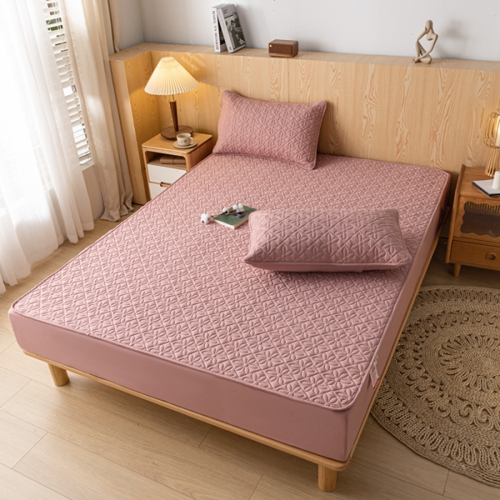 91家纺网 家纺一手货源 找家纺 鑫钰 2023新款防水隔尿水洗全棉夹棉棉花床笠床垫保护套床套罩 大风车-豆沙